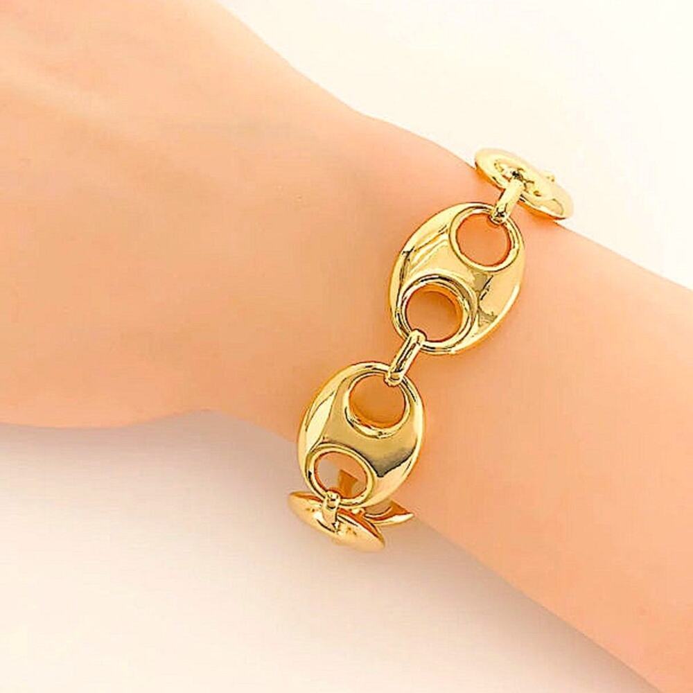Gold 18K Mariner Pignose Chain Link Bracelet - Picture 4 of 9